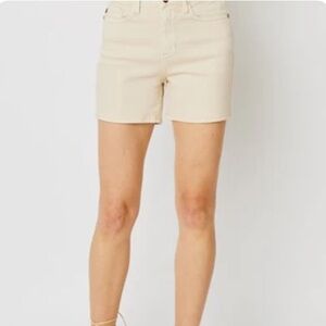 Judy Blue High Waist Cream Shorts